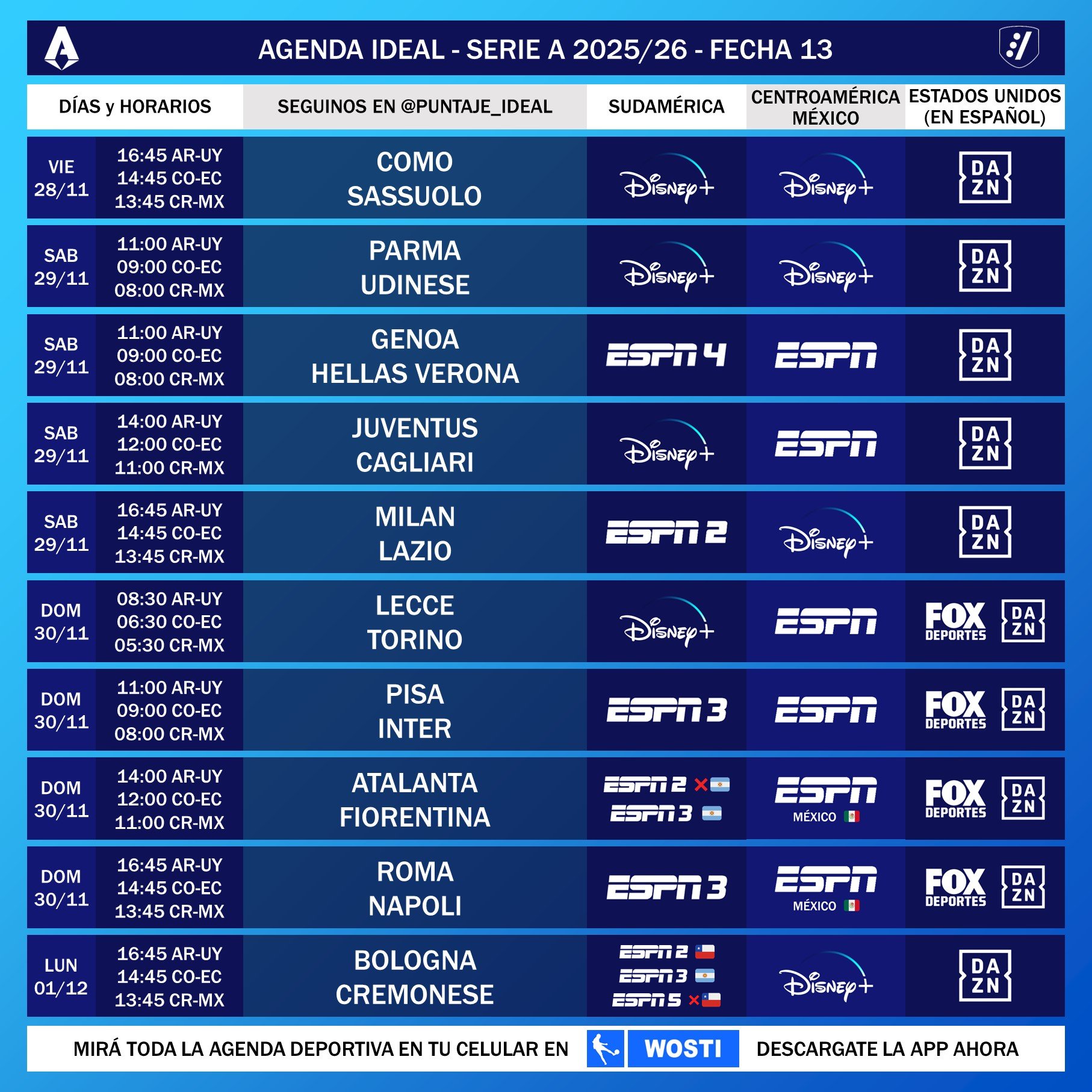 Agenda Deportiva Serie A