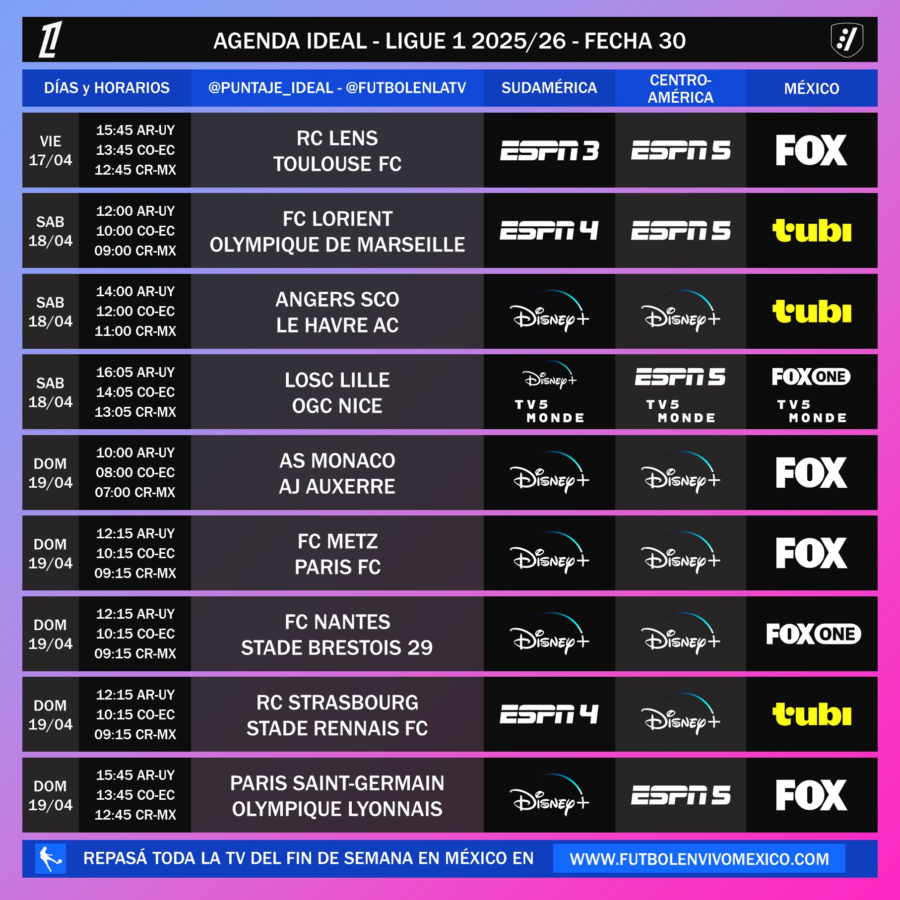 Agenda Deportiva Ligue1